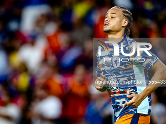 Netherlands midfielder Xavi Simons plays during the match between the Netherlands and Bosnia and Herzegovina at the Philips Stadium for the...