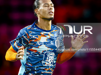 Netherlands defender Virgil van Dijk plays during the match between the Netherlands and Bosnia and Herzegovina at the Philips Stadium for th...