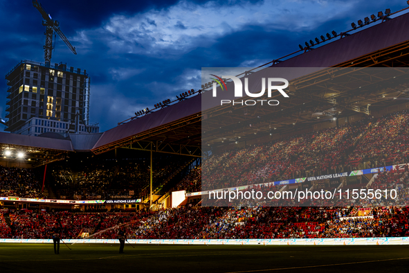 The atmosphere in the stadium during the match between the Netherlands and Bosnia and Herzegovina at the Philips Stadium for the UEFA Nation...