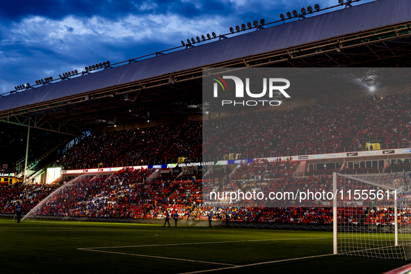 The atmosphere in the stadium during the match between the Netherlands and Bosnia and Herzegovina at the Philips Stadium for the UEFA Nation...