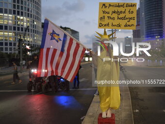 Thousands of Israelis protest against the Israeli government, calling for the immediate release of the hostages still held by Hamas in Gaza,...