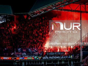 The atmosphere in the stadium during the match between the Netherlands and Bosnia and Herzegovina at the Philips Stadium for the UEFA Nation...