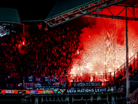 The atmosphere in the stadium during the match between the Netherlands and Bosnia and Herzegovina at the Philips Stadium for the UEFA Nation...