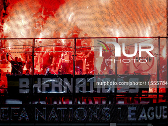 The atmosphere in the stadium during the match between the Netherlands and Bosnia and Herzegovina at the Philips Stadium for the UEFA Nation...