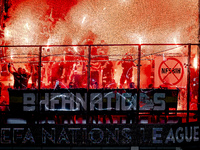 The atmosphere in the stadium during the match between the Netherlands and Bosnia and Herzegovina at the Philips Stadium for the UEFA Nation...