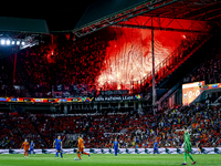 The atmosphere in the stadium during the match between the Netherlands and Bosnia and Herzegovina at the Philips Stadium for the UEFA Nation...