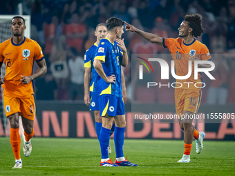 Netherlands forward Joshua Zirkzee plays during the match between the Netherlands and Bosnia and Herzegovina at the Philips Stadium for the...