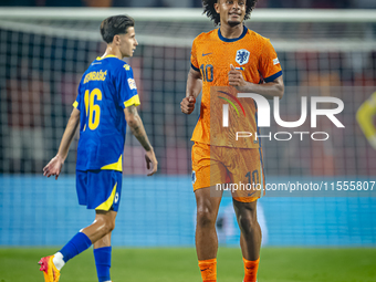 Netherlands forward Joshua Zirkzee plays during the match between the Netherlands and Bosnia and Herzegovina at the Philips Stadium for the...