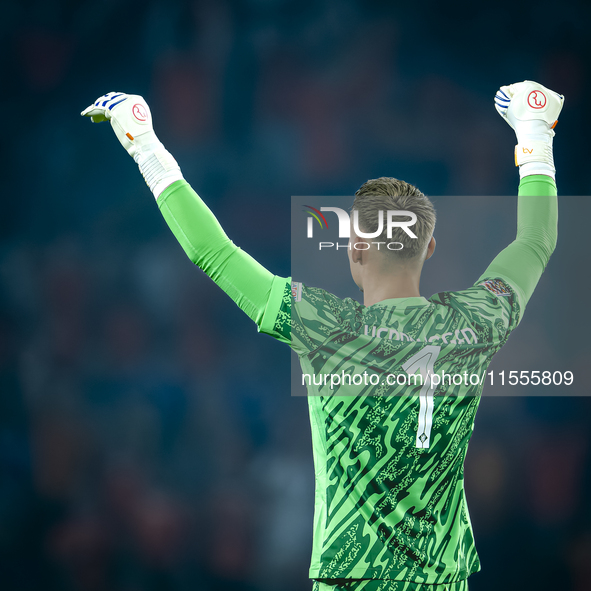 Netherlands goalkeeper Bart Verbruggen during the match between the Netherlands and Bosnia and Herzegovina at the Philips Stadium for the UE...