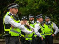 A heavy presence of Metropolitan Police officers is seen during the National Day of Action for Palestine in London, United Kingdom, on Septe...