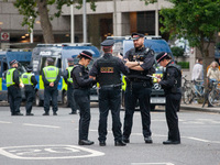 A heavy presence of Metropolitan Police officers is seen during the National Day of Action for Palestine in London, United Kingdom, on Septe...