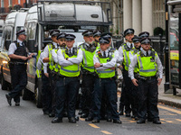 A heavy presence of Metropolitan Police officers is seen during the National Day of Action for Palestine in London, United Kingdom, on Septe...