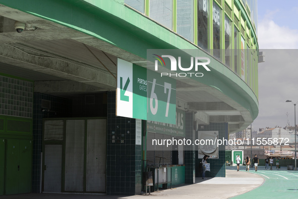 An exterior view of the Sporting stadium in Lisbon, Portugal, on September 7, 2024. Sporting contests the process of electing the delegate t...