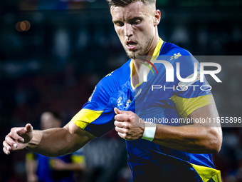 Bosnia and Herzegovina forward Ermedin Demirovic scores the 1-1 and celebrates the goal during the match between the Netherlands and Bosnia...