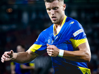 Bosnia and Herzegovina forward Ermedin Demirovic scores the 1-1 and celebrates the goal during the match between the Netherlands and Bosnia...