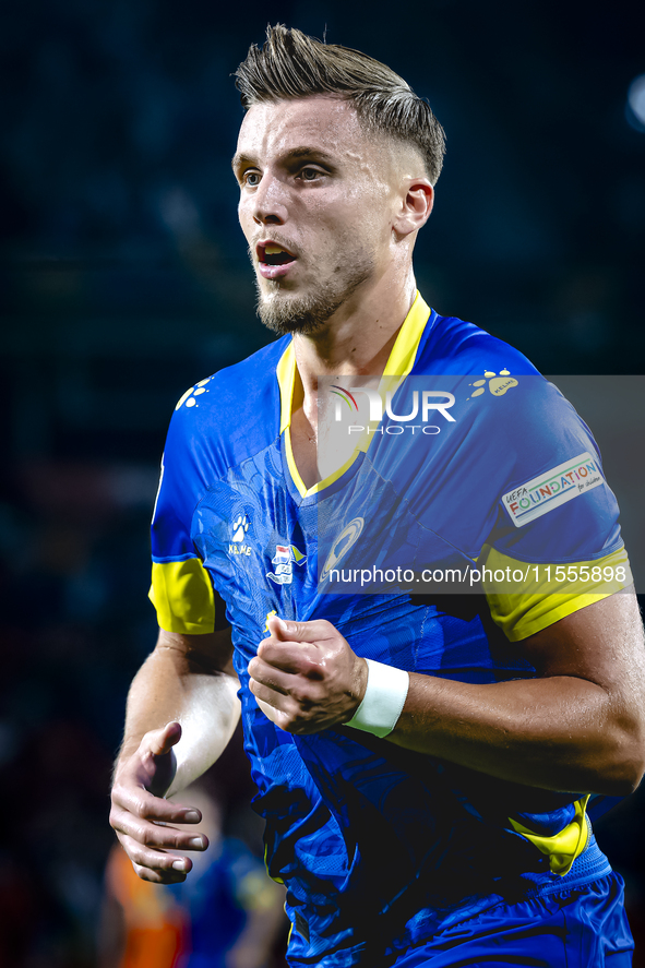 Bosnia and Herzegovina forward Ermedin Demirovic scores the 1-1 and celebrates the goal during the match between the Netherlands and Bosnia...