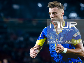 Bosnia and Herzegovina forward Ermedin Demirovic scores the 1-1 and celebrates the goal during the match between the Netherlands and Bosnia...