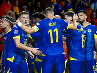 Bosnia and Herzegovina forward Ermedin Demirovic scores the 1-1 and celebrates the goal during the match between the Netherlands and Bosnia...