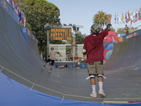 Augusto Akio from Brazil wins the Argent Medal in Skateboarding Vert during the World Skate Games in Rome, Italy, on September 7, 2024. (