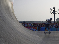 KHURY Gui from Brazil wins the gold medal in skateboarding vert during the World Skate Games in Rome, Italy, on September 7, 2024. (