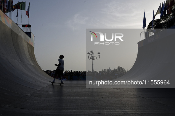 Athletes skate during the final day of Skate Vert at the World Skate Games in Rome, Italy, on September 7, 2024. 