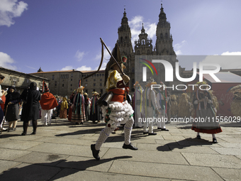 The annual parade of traditional costumes for the entroido, as the carnival is known in Galicia, takes place through the streets of Santiago...