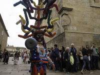 The annual parade of traditional costumes for the entroido, as the carnival is known in Galicia, takes place through the streets of Santiago...