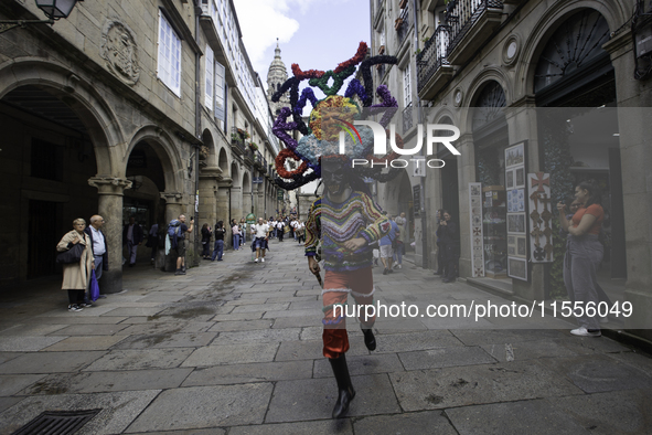 The annual parade of traditional costumes for the entroido, as the carnival is known in Galicia, takes place through the streets of Santiago...