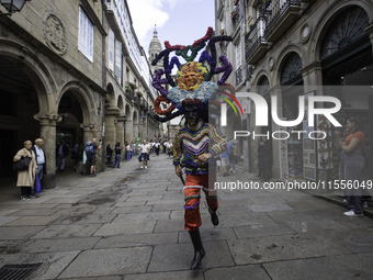 The annual parade of traditional costumes for the entroido, as the carnival is known in Galicia, takes place through the streets of Santiago...