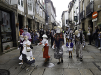 The annual parade of traditional costumes for the entroido, as the carnival is known in Galicia, takes place through the streets of Santiago...