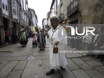 The annual parade of traditional costumes for the entroido, as the carnival is known in Galicia, takes place through the streets of Santiago...