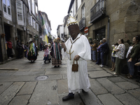 The annual parade of traditional costumes for the entroido, as the carnival is known in Galicia, takes place through the streets of Santiago...