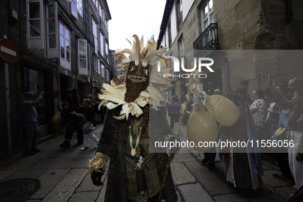 The annual parade of traditional costumes for the entroido, as the carnival is known in Galicia, takes place through the streets of Santiago...