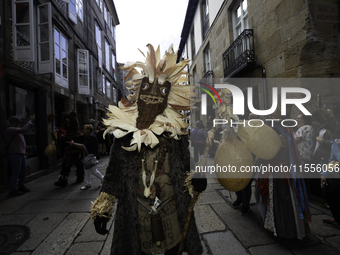 The annual parade of traditional costumes for the entroido, as the carnival is known in Galicia, takes place through the streets of Santiago...