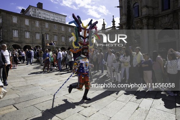 The annual parade of traditional costumes for the entroido, as the carnival is known in Galicia, takes place through the streets of Santiago...