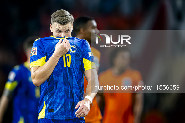 Bosnia and Herzegovina forward Ermedin Demirovic plays during the match between the Netherlands and Bosnia and Herzegovina at the Philips St...