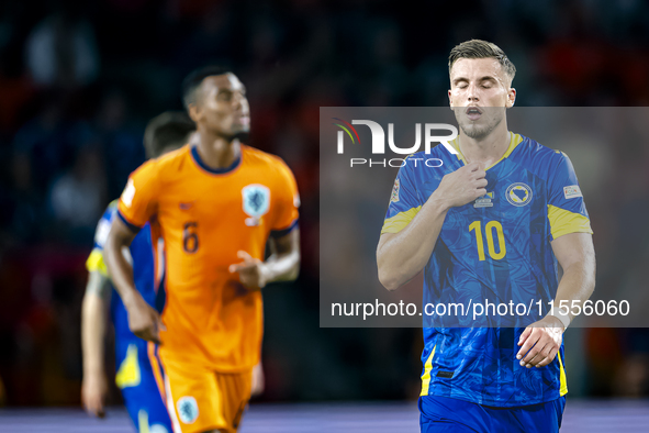 Bosnia and Herzegovina forward Ermedin Demirovic plays during the match between the Netherlands and Bosnia and Herzegovina at the Philips St...