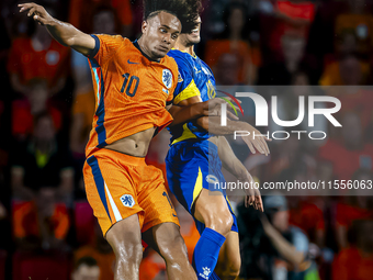 Netherlands forward Joshua Zirkzee plays during the match between the Netherlands and Bosnia and Herzegovina at the Philips Stadium for the...