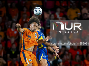 Netherlands forward Joshua Zirkzee plays during the match between the Netherlands and Bosnia and Herzegovina at the Philips Stadium for the...