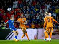 Bosnia and Herzegovina midfielder Denis Huseinbasic and Netherlands defender Denzel Dumfries during the match between the Netherlands and Bo...