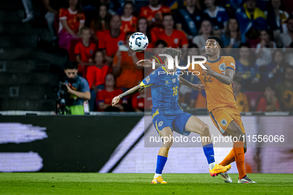 Bosnia and Herzegovina midfielder Denis Huseinbasic and Netherlands defender Denzel Dumfries during the match between the Netherlands and Bo...