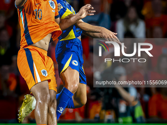 Netherlands forward Joshua Zirkzee plays during the match between the Netherlands and Bosnia and Herzegovina at the Philips Stadium for the...