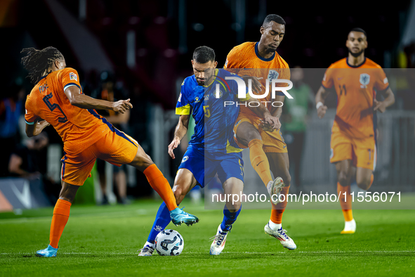 Netherlands midfielder Ryan Gravenberch and Bosnia and Herzegovina defender Adrian Leon Barisic during the match between the Netherlands and...