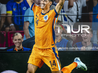 Netherlands midfielder Tijani Reijnders celebrates the goal during the match between the Netherlands and Bosnia and Herzegovina at the Phili...