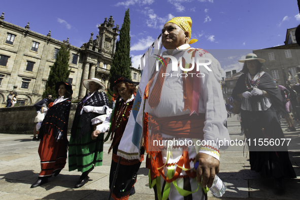 The annual parade of traditional costumes for the entroido, as the carnival is known in Galicia, takes place through the streets of Santiago...