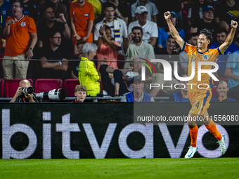 Netherlands midfielder Tijani Reijnders celebrates the goal during the match between the Netherlands and Bosnia and Herzegovina at the Phili...