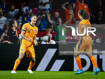 Netherlands midfielder Tijani Reijnders celebrates the goal during the match between the Netherlands and Bosnia and Herzegovina at the Phili...