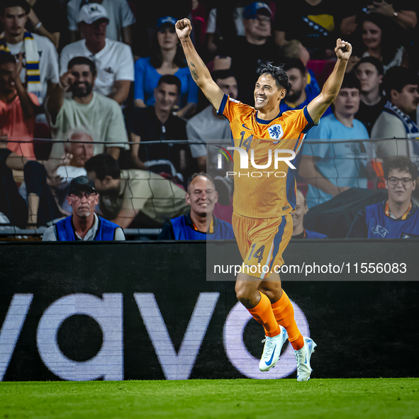 Netherlands midfielder Tijani Reijnders celebrates the goal during the match between the Netherlands and Bosnia and Herzegovina at the Phili...