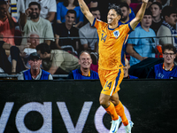 Netherlands midfielder Tijani Reijnders celebrates the goal during the match between the Netherlands and Bosnia and Herzegovina at the Phili...