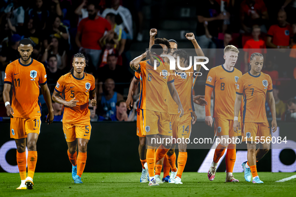 Netherlands midfielder Tijani Reijnders celebrates the goal during the match between the Netherlands and Bosnia and Herzegovina at the Phili...